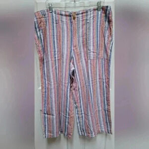 Seven7 Women's Linen Blend Striped Pants Size 14